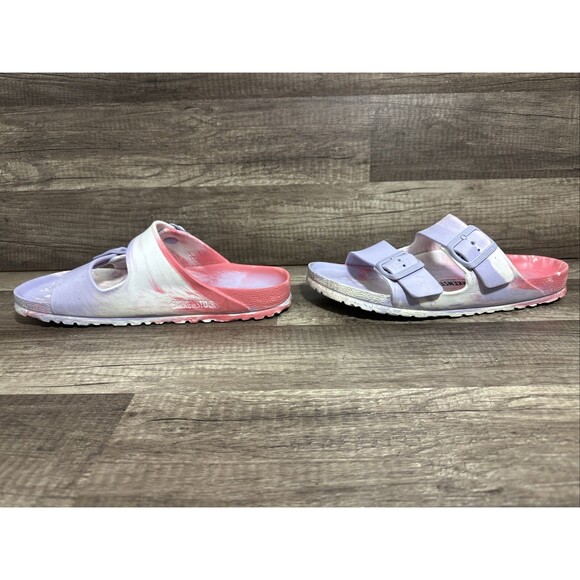Birkenstock Arizona EVA Sandals Purple Fog Swirl Sz 9  Multicolor Beach Summer - Picture 4 of 16